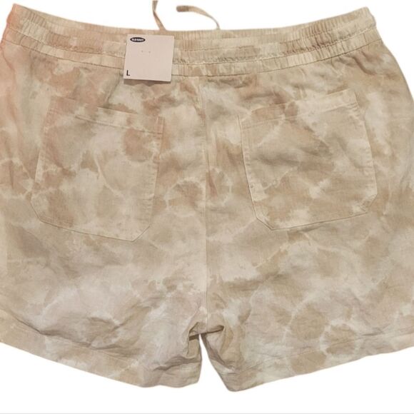 Old Navy, linen blend tie-dye shorts NWT Large Tan - Picture 2 of 4